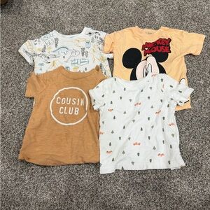 Disney Short Sleeve Kids Tee Pack with Yellow Mickey & Neutral Prints